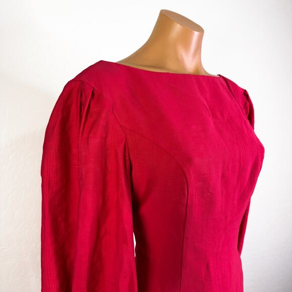 Trina Turk Hiya Bishop Long Sleeve Mini Shift Dress Dragon Fruit Pink Sz 4 NWT - Picture 4 of 12